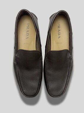 Prada Brown Leather Driving Loafers Size 9
